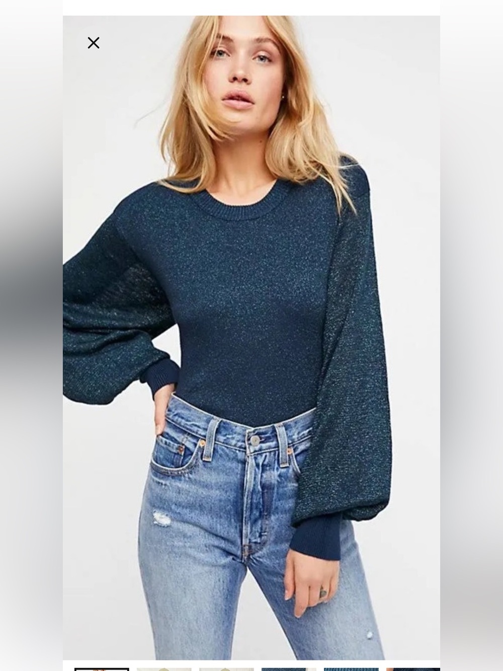 Free People Indigo Blue Sparkle Sweater